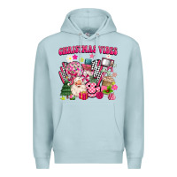 Blue Mist retro pink christmas vibes Premium Hoodie - MaliasSmallBusiness