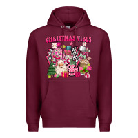 Burgundy retro pink christmas vibes Premium Hoodie - MaliasSmallBusiness