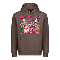Coffee retro pink christmas vibes Premium Hoodie - MaliasSmallBusiness