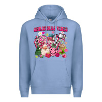 Colony Blue retro pink christmas vibes Premium Hoodie - MaliasSmallBusiness