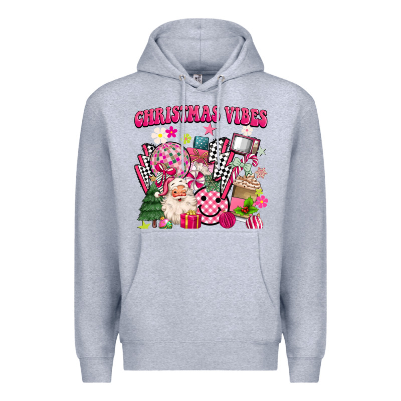 Retro Pink Christmas Vibes Premium Hoodie by MaliasSmallBusiness | Teevron