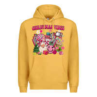 Mustard retro pink christmas vibes Premium Hoodie - MaliasSmallBusiness