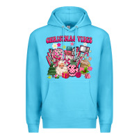 Ocean Blue retro pink christmas vibes Premium Hoodie - MaliasSmallBusiness