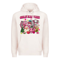 Pale Pink retro pink christmas vibes Premium Hoodie - MaliasSmallBusiness
