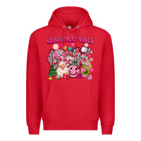 Red retro pink christmas vibes Premium Hoodie - MaliasSmallBusiness