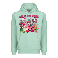 Seafoam retro pink christmas vibes Premium Hoodie - MaliasSmallBusiness