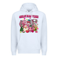 White retro pink christmas vibes Premium Hoodie - MaliasSmallBusiness