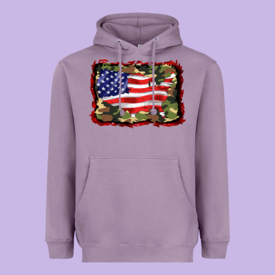 Distressed American Flag Heavyweight Hoodie Designed By Barkaloodesign