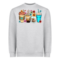 Heather Grey flowers with coffee Heavyweight Sweatshirt - Zillion Design Studio
