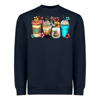 Navy flowers with coffee Heavyweight Sweatshirt - Zillion Design Studio