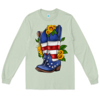 Matcha american cowboy boot with sunflower Long Sleeve Tee - HRA Design Shop