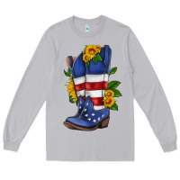 Moon Dust american cowboy boot with sunflower Long Sleeve Tee - HRA Design Shop