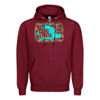 Burgundy easter Leopard turquoise background Zipper Hoodie - JahusDesignShop