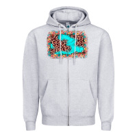 Heather Grey easter Leopard turquoise background Zipper Hoodie - JahusDesignShop