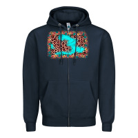 Navy easter Leopard turquoise background Zipper Hoodie - JahusDesignShop