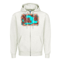 Oatmeal Heather easter Leopard turquoise background Zipper Hoodie - JahusDesignShop