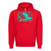 Red easter Leopard turquoise background Zipper Hoodie - JahusDesignShop