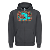 Smoke easter Leopard turquoise background Zipper Hoodie - JahusDesignShop