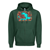 Sports Green easter Leopard turquoise background Zipper Hoodie - JahusDesignShop