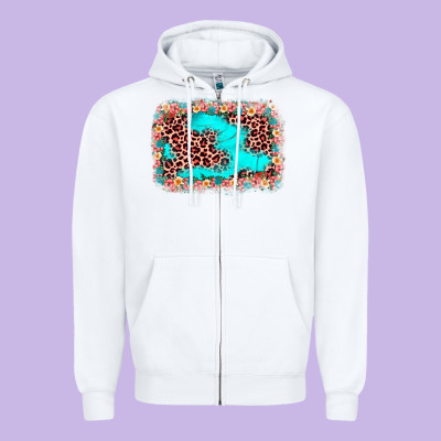 Easter Leopard Turquoise Background Zipper Hoodie Designed By Jahusdesignshop