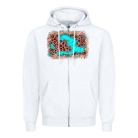 White easter Leopard turquoise background Zipper Hoodie - JahusDesignShop