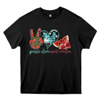 Black peace love watermelon Heavy Core Tee - SublimationCraftShop
