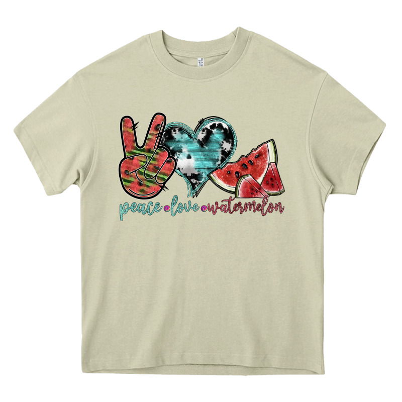 Peace Love Watermelon Heavy Core Tee by SublimationCraftShop | Teevron