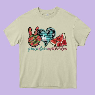 Peace Love Watermelon Heavy Core Tee Designed By Sublimationcraftshop