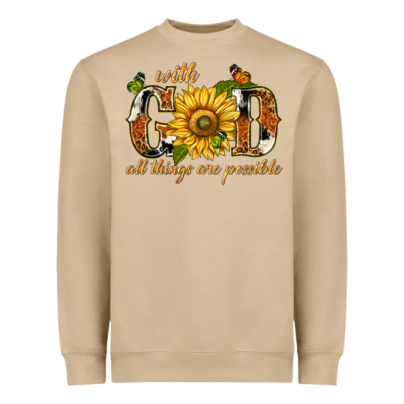 With God All Things Are Possible With Sunflower Heavyweight Sweatshirt by texasbilliewilder | Teevron
