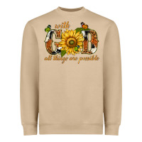 Mushroom With god all things are possible with sunflower Heavyweight Sweatshirt - texasbilliewilder