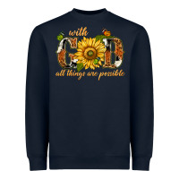 Navy With god all things are possible with sunflower Heavyweight Sweatshirt - texasbilliewilder