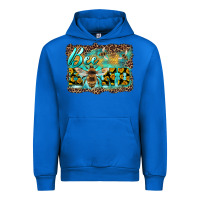 Cobalt bee kind with sunflower and leopard background Urban Hoodie - Artiststas