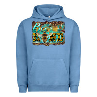 Pigment Pebble Blue bee kind with sunflower and leopard background Urban Hoodie - Artiststas