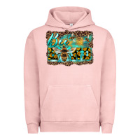 Pigment Salmon bee kind with sunflower and leopard background Urban Hoodie - Artiststas