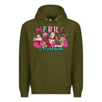 Army Green pink christmas coffee cups Premium Hoodie - MaliasSmallBusiness