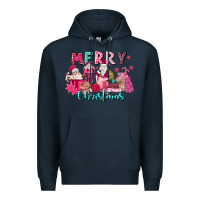 Navy pink christmas coffee cups Premium Hoodie - MaliasSmallBusiness