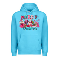 Ocean Blue pink christmas coffee cups Premium Hoodie - MaliasSmallBusiness