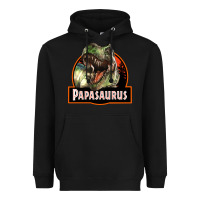 Black Western Papasaurus Papa Dinosaur Heavyweight Hoodie - LillyAllenDesigns