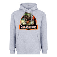 Heather Grey Western Papasaurus Papa Dinosaur Heavyweight Hoodie - LillyAllenDesigns