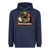 Navy Western Papasaurus Papa Dinosaur Heavyweight Hoodie - LillyAllenDesigns
