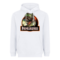 White Western Papasaurus Papa Dinosaur Heavyweight Hoodie - LillyAllenDesigns