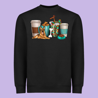 German Shepherd Dog Coffee Cups Heavyweight Sweatshirt Designed By Texasbilliewilder