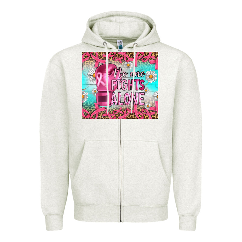 Breast Cancer  No One Fıghts Alone Tumbler Zipper Hoodie by Artiststas | Teevron