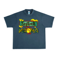 Midnight Navy softball mama with leopard Urban Heavy Tee - Zillion Design Studio