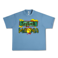 Pebble Blue softball mama with leopard Urban Heavy Tee - Zillion Design Studio