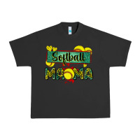 Pigment Black softball mama with leopard Urban Heavy Tee - Zillion Design Studio