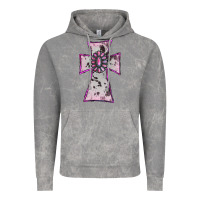 Cloud Rock Cowhide Pink Gemstone Cross Vintage Hoodie - RanaPortraitStore