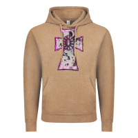 Vintage Coffee Cowhide Pink Gemstone Cross Vintage Hoodie - RanaPortraitStore