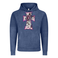 Vintage Denim Cowhide Pink Gemstone Cross Vintage Hoodie - RanaPortraitStore