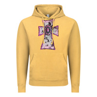 Vintage Mustard Cowhide Pink Gemstone Cross Vintage Hoodie - RanaPortraitStore
